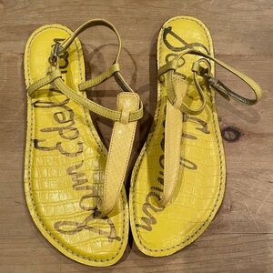 NWOT Sam Edelman Gigi Yellow Snakeskin leather embossed flats sandals 8.5
